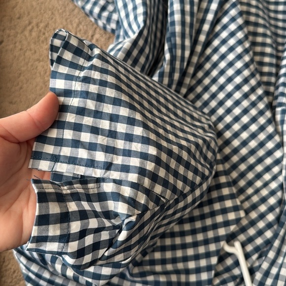 Universal Standard for J Crew Poplin Drop Waist Dress Gingham Blue White - Picture 7 of 9